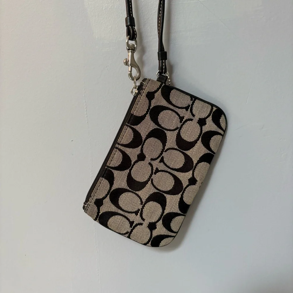 Coach Black and grey Signature Wristlet